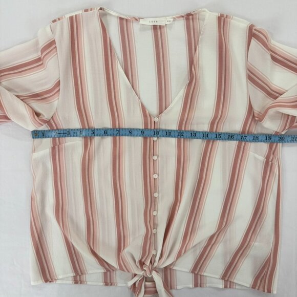 Lush Krisantha Tie-front Blouse Mauve & Cream size Medium Camp Shirt - Picture 9 of 11